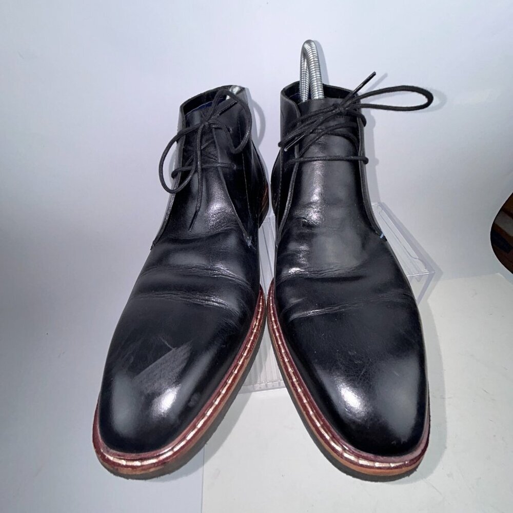 Ted Baker Crint Leather Chukka Boot Black Red Stitching Size EU45, US 12 - Picture 2 of 16